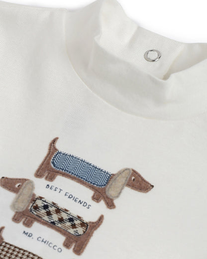 Chicco White T-shirt-Graphic Print-Cotton-For Infants