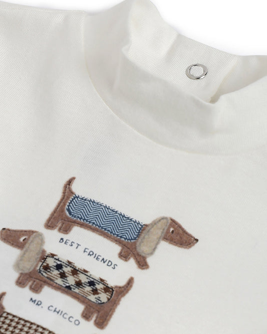 Chicco White T-shirt-Graphic Print-Cotton-For Infants