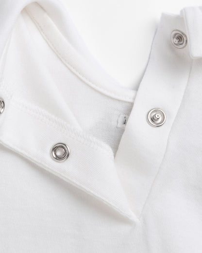 Chicco White & Navy Blue 3 Pc Bodysuit Set-Checked-Cotton-For Infants