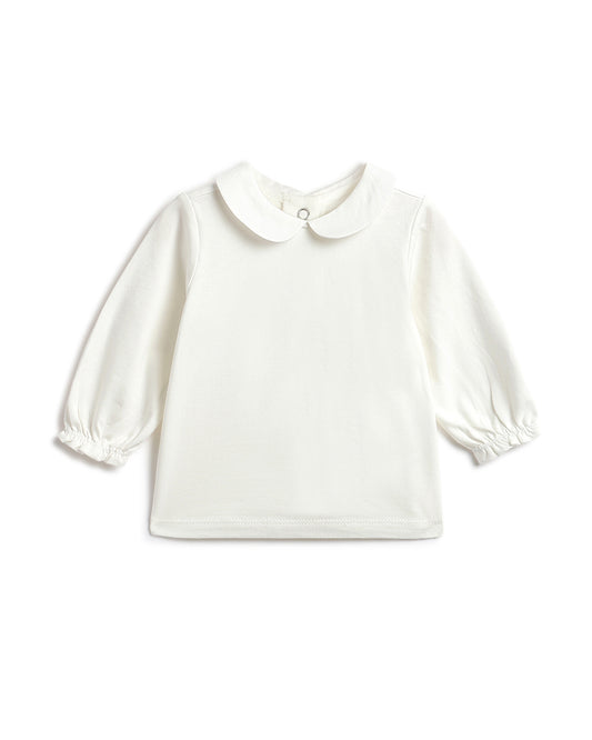 Chicco White & Peach Pink Dress with T-shirt-Solid-Cotton-For Infants