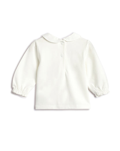 Chicco White & Peach Pink Dress with T-shirt-Solid-Cotton-For Infants