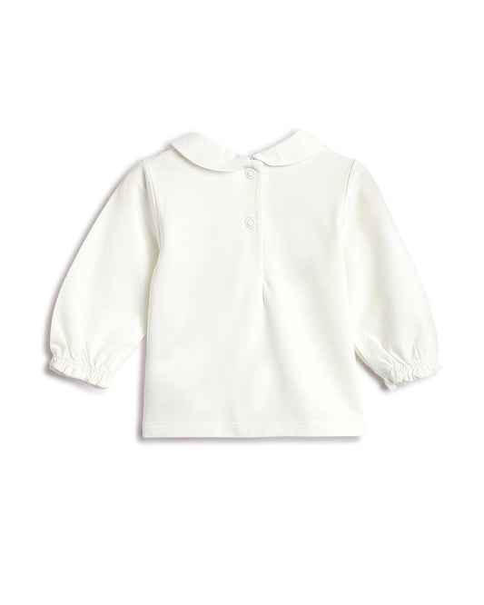 Chicco White & Peach Pink Dress with T-shirt-Solid-Cotton-For Infants