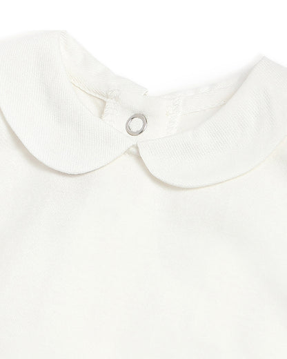 Chicco White & Peach Pink Dress with T-shirt-Solid-Cotton-For Infants