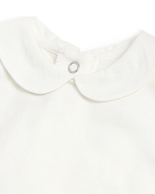 Chicco White & Peach Pink Dress with T-shirt-Solid-Cotton-For Infants