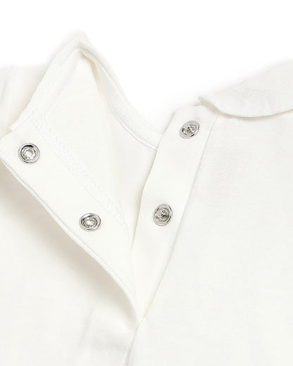 Chicco White & Peach Pink Dress with T-shirt-Solid-Cotton-For Infants