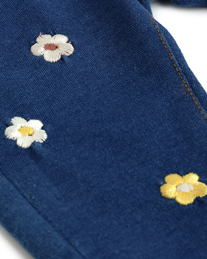 Chicco Blue Jeans-Flower Embroidered-Cotton-For Infants