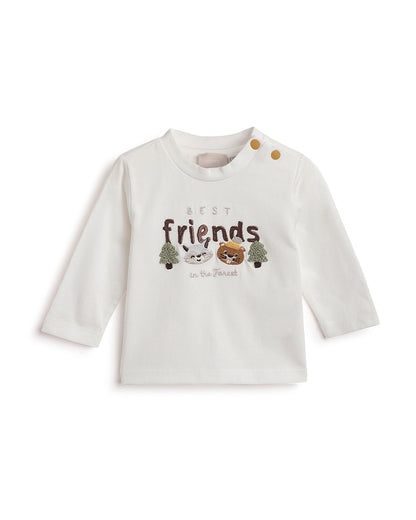 Chicco White T-shirt-Applique-Cotton-For Infants