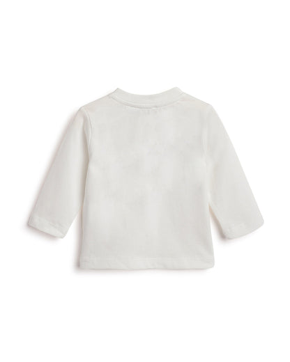 Chicco White T-shirt-Applique-Cotton-For Infants