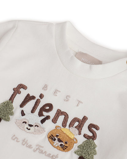 Chicco White T-shirt-Applique-Cotton-For Infants