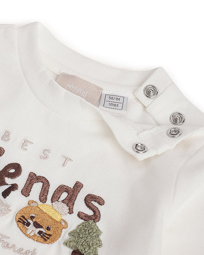 Chicco White T-shirt-Applique-Cotton-For Infants