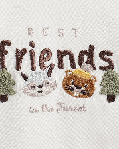 Chicco White T-shirt-Applique-Cotton-For Infants