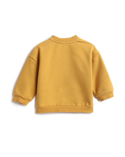 Chicco Yellow & Brown Sweatshirt & Jeans Set-Embroidered-Cotton-For Infants