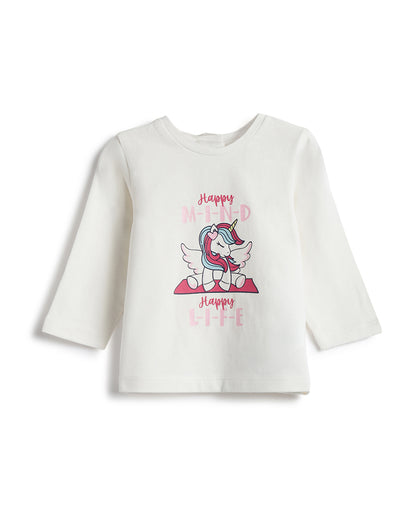 Chicco Pastel Pink Top-Printed-Cotton-For Infants