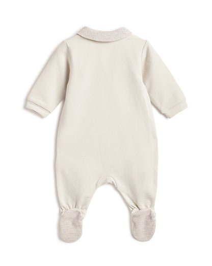 Chicco Beige Sleepsuit-Embroidered-Cotton-For Infants