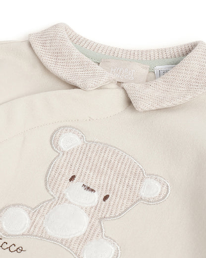 Chicco Beige Sleepsuit-Embroidered-Cotton-For Infants