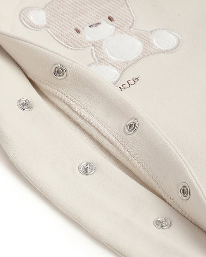 Chicco Beige Sleepsuit-Embroidered-Cotton-For Infants