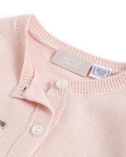 Chicco Pink Cardigan-Embroidered-Cotton-For Infants