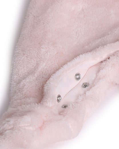 Chicco Pink Hooded Sleepsuit-Solid-Polyester-For Infants