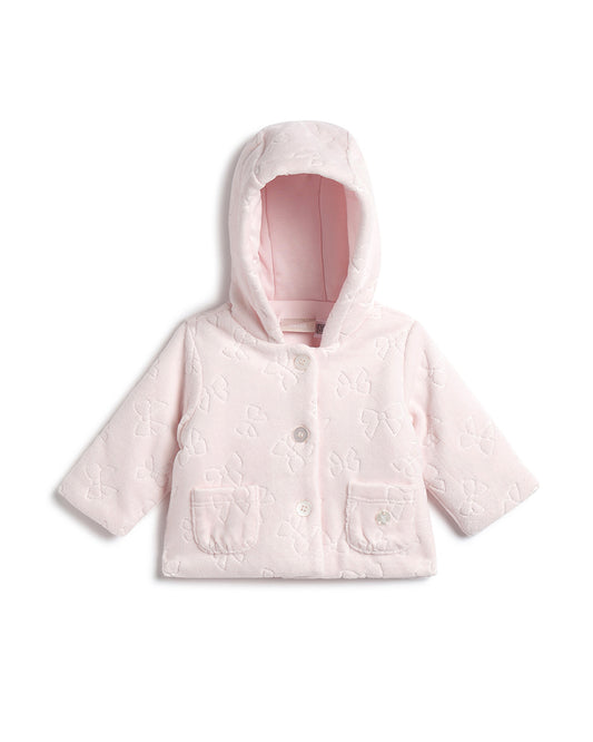 Chicco Pink Hooded Cardigan-Solid-Cotton-For Infants