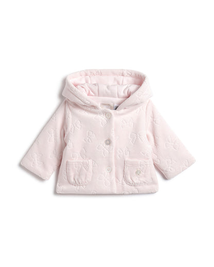 Chicco Pink Hooded Cardigan-Solid-Cotton-For Infants