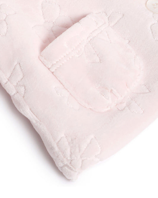 Chicco Pink Hooded Cardigan-Solid-Cotton-For Infants