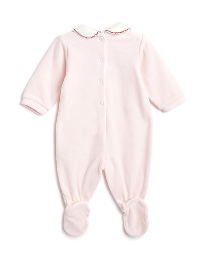 Chicco Pastel Pink Sleepsuit-Embroidered-Cotton-For Infants