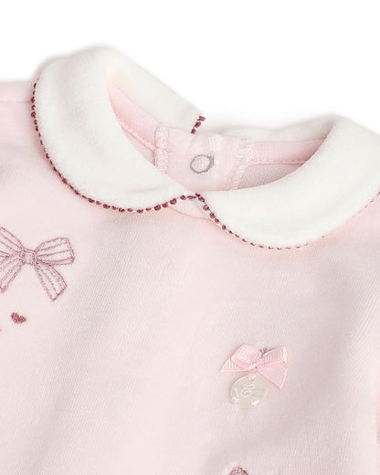 Chicco Pastel Pink Sleepsuit-Embroidered-Cotton-For Infants