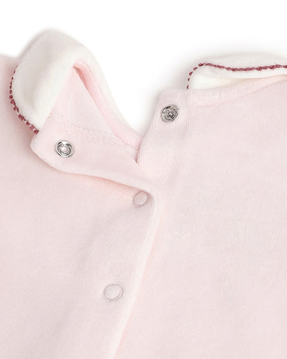 Chicco Pastel Pink Sleepsuit-Embroidered-Cotton-For Infants