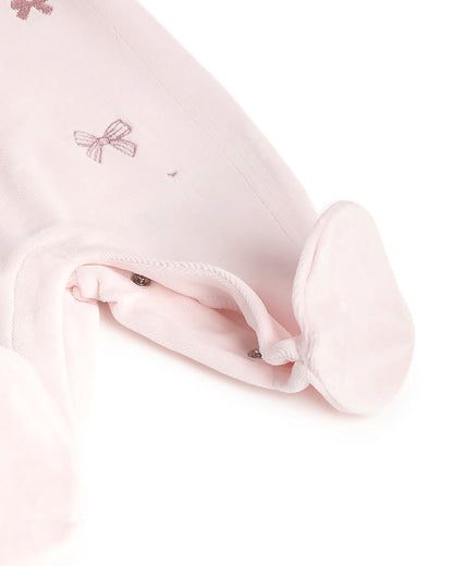 Chicco Pastel Pink Sleepsuit-Embroidered-Cotton-For Infants