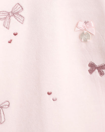 Chicco Pastel Pink Sleepsuit-Embroidered-Cotton-For Infants