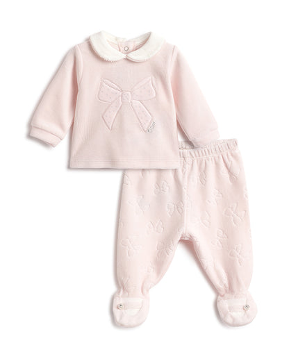 Chicco Pink Top & Legging Set-Embroidered-Cotton-For Infants