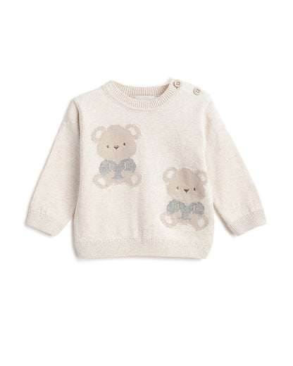 Chicco Pastel Pink Sweater-Embroidered-Cotton Wool-For Infants