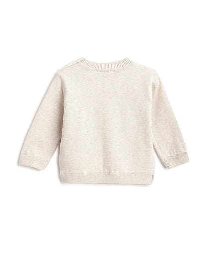Chicco Pastel Pink Sweater-Embroidered-Cotton Wool-For Infants