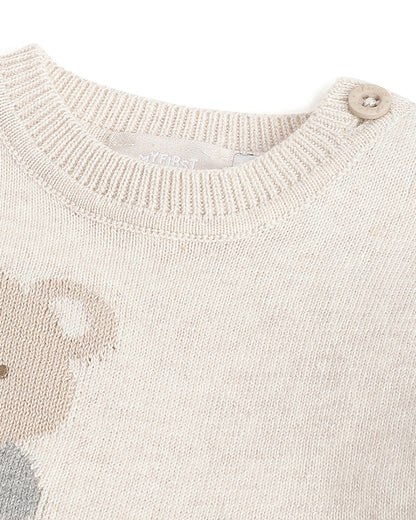 Chicco Pastel Pink Sweater-Embroidered-Cotton Wool-For Infants