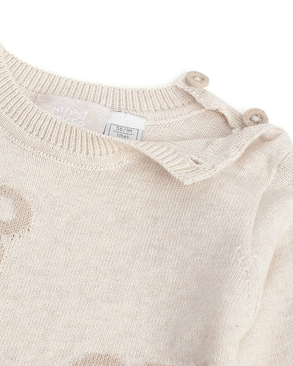 Chicco Pastel Pink Sweater-Embroidered-Cotton Wool-For Infants