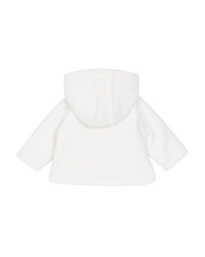 Chicco White Hooded Cardigan-Solid-Cotton-For Infants