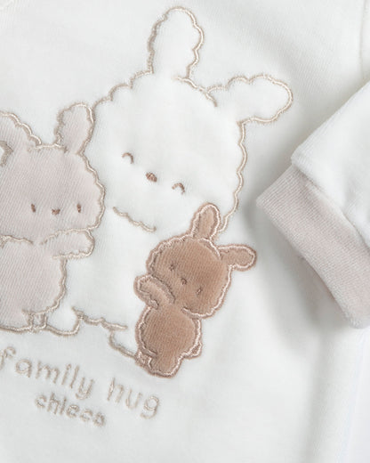 Chicco White Sleepsuit-Embroidered-Cotton-For Infants
