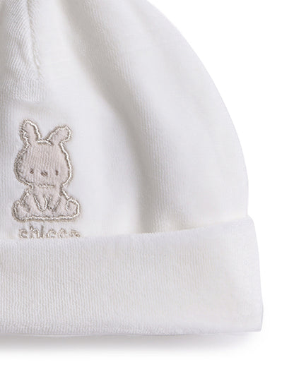Chicco White Cap-Embroidered-Cotton-For Infants