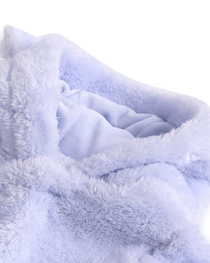 Chicco Blue Hooded Sleepsuit-Embroidered-Cotton-For Infants