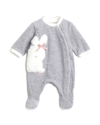 Chicco Blue Sleepsuit-Embroidered-Cotton Polyester-For Infants