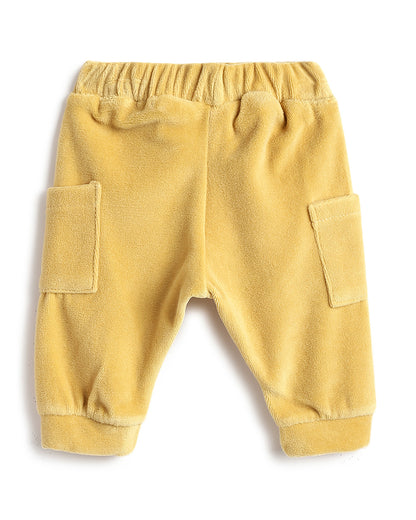 Chicco Pastel Pink & Mustard Top & Jogger Set-Printed-Cotton Polyester-For Infants