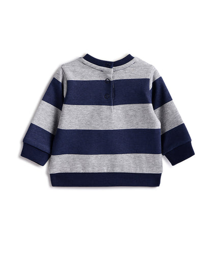 Chicco Blue Sweatshirt & Jogger Set-Striped-Cotton-For Infants