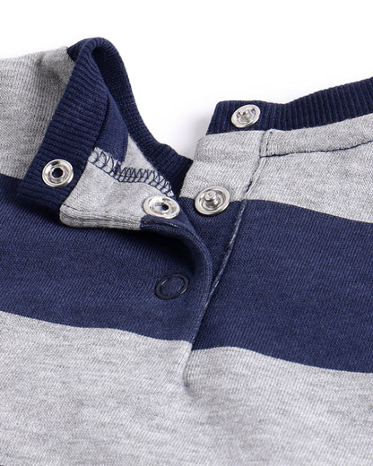 Chicco Blue Sweatshirt & Jogger Set-Striped-Cotton-For Infants