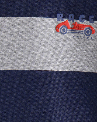 Chicco Blue Sweatshirt & Jogger Set-Striped-Cotton-For Infants