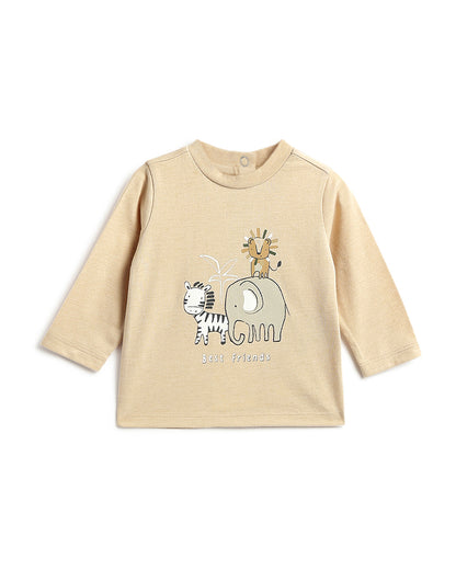 Chicco Peach Pink T-shirt-Printed-Cotton-For Infants