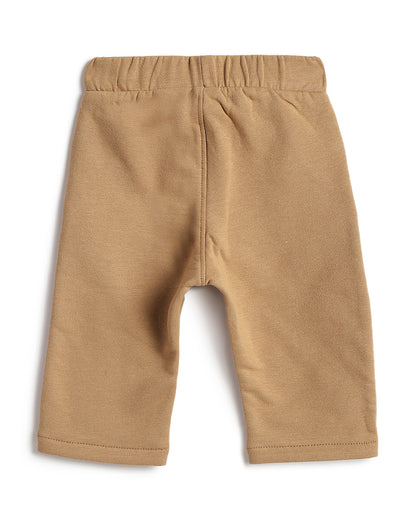 Chicco Army Green & Tan Sweatshirt Set-Printed-Cotton-For Infants