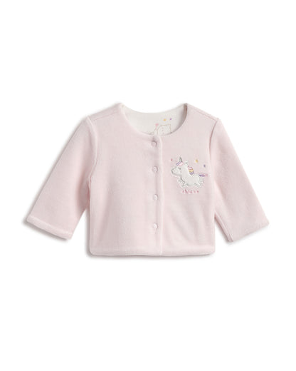 Chicco Pastel Pink Reversible Cardigan-Printed-Cotton Polyester-For Infants