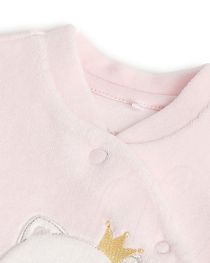 Chicco Peach Sleepsuit-Embroidered-Cotton Polyester-For Infants