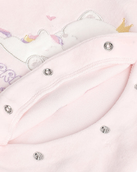 Chicco Peach Sleepsuit-Embroidered-Cotton Polyester-For Infants