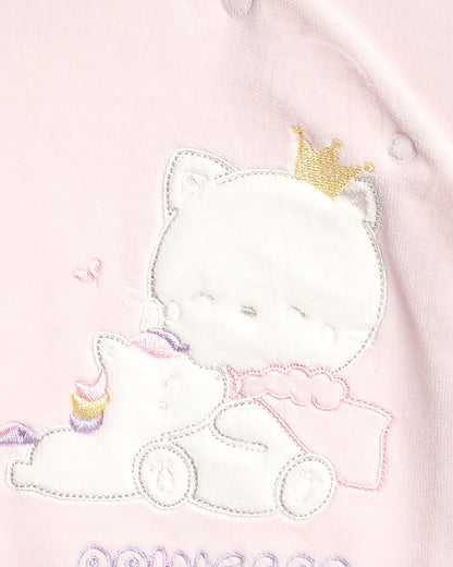 Chicco Peach Sleepsuit-Embroidered-Cotton Polyester-For Infants